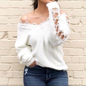 White Lace Detailed Sweater